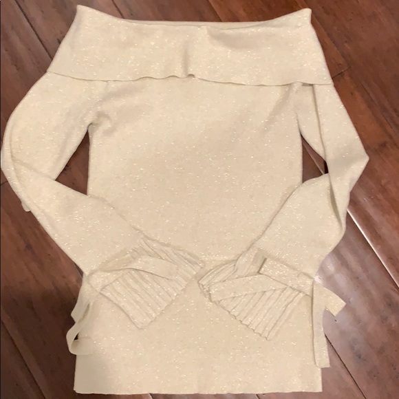 New York & Company Tops - NYandCo Gold off the shoulder sweater